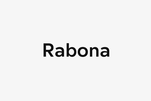 Bold black text Rabona against a light grey background in a minimalist style. Suitable for fonts category for designers looking for clean, modern typefaces.