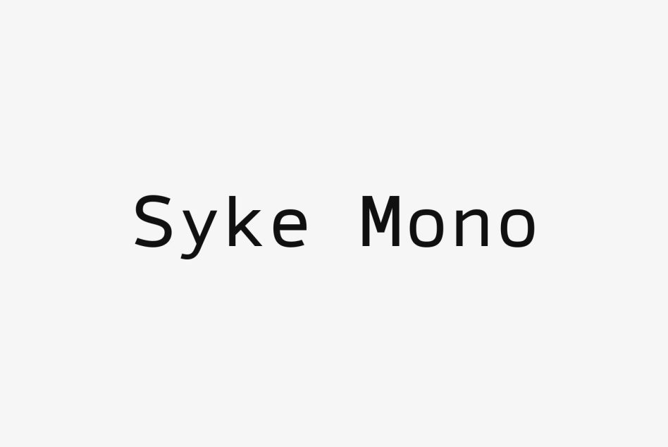 Monospaced font Syke Mono displayed on a clean white background perfect for modern digital design projects keywords fonts typography graphic design.