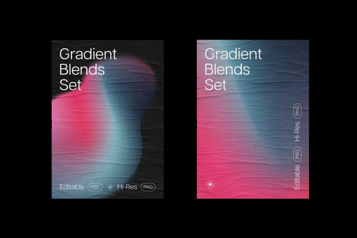 Gradient Blends Set in PSD and PNG formats. High-resolution graphic templates with abstract textures and vibrant colors for designers and creatives.