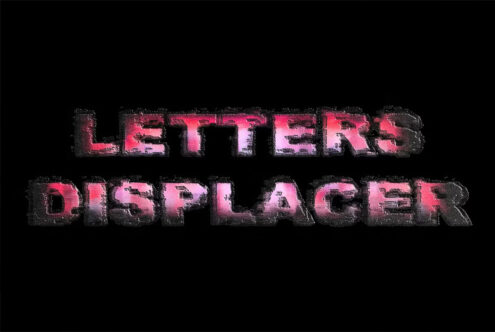 3D distorted text effect Letters Displacer on black background suitable for design mockups fonts and graphic assets for designers and digital creators.