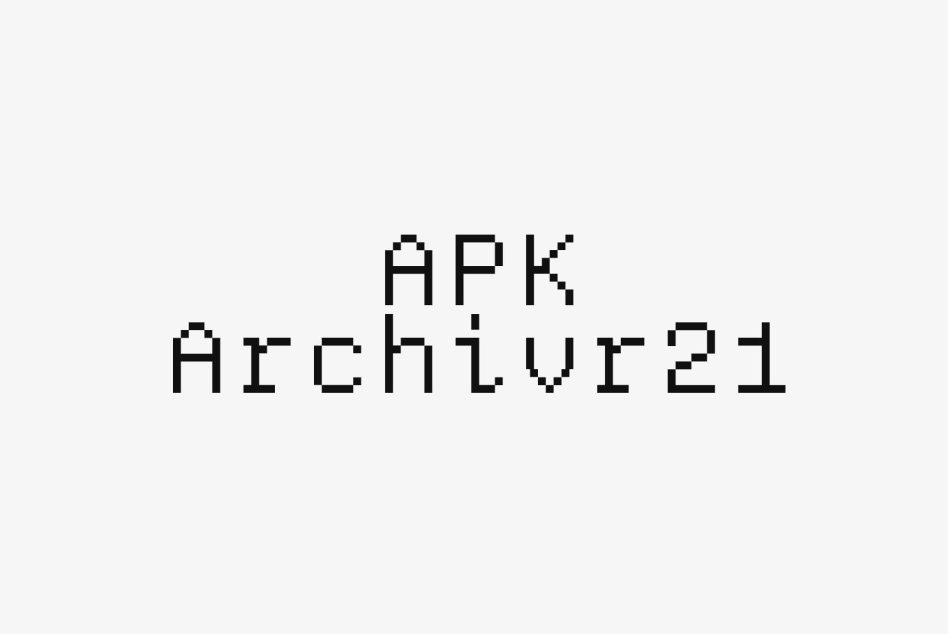 Pixel font displaying text APK Archivr21 ideal for retro-themed graphic design projects and digital assets marketplaces targeting designers within fonts category.