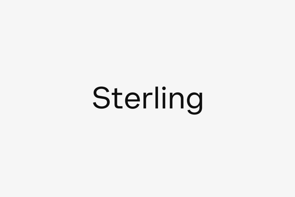 Minimalistic font design named Sterling in black text on a light background typography clean modern sans-serif font asset for digital designers and creatives