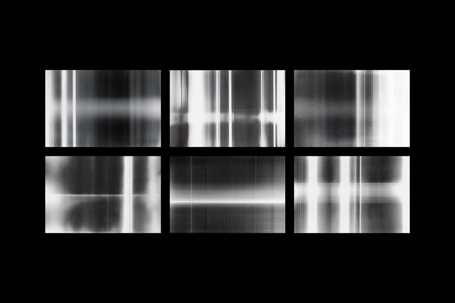 Abstract black and white blurred grid design with six variations on a black background Digital asset for graphics and templates Ideal for designers and artists