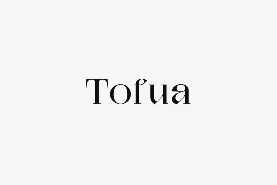 Tofua serif typeface with elegant proportions on light background