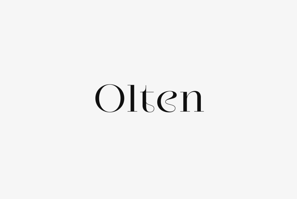 Minimalistic elegant font Olten example on light gray background suitable for branding and design projects typography font digital asset for designers