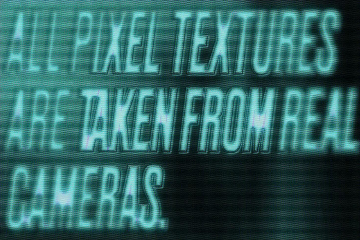 Glowing pixelated typography image with digital textures. Ideal for designers seeking unique graphic designs. Keywords: textures, typography, graphics.