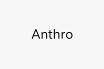 Anthro light typeface single word centered on off-white
