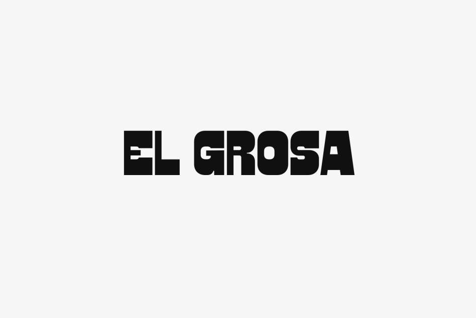 Bold black font EL GROSA on a light background modern typography for designers digital asset mockup font template graphic resource for design projects