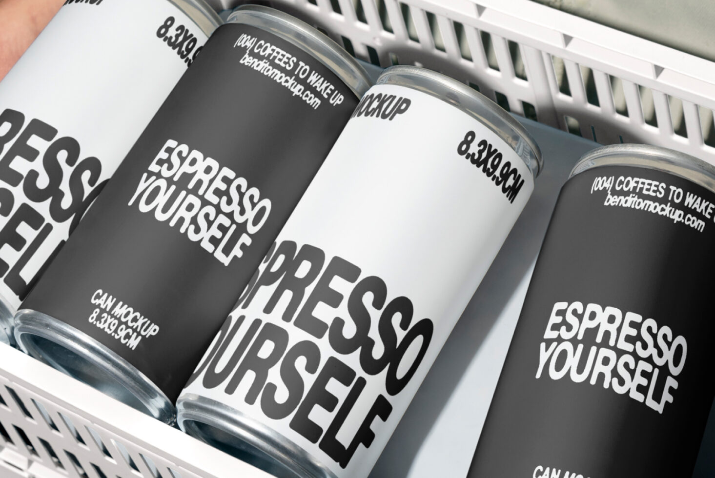 Can mockup for designers showcasing sleek packaging design with bold typography. Ideal for branding projects. Keywords: Mockups, Packaging, Design, Branding.