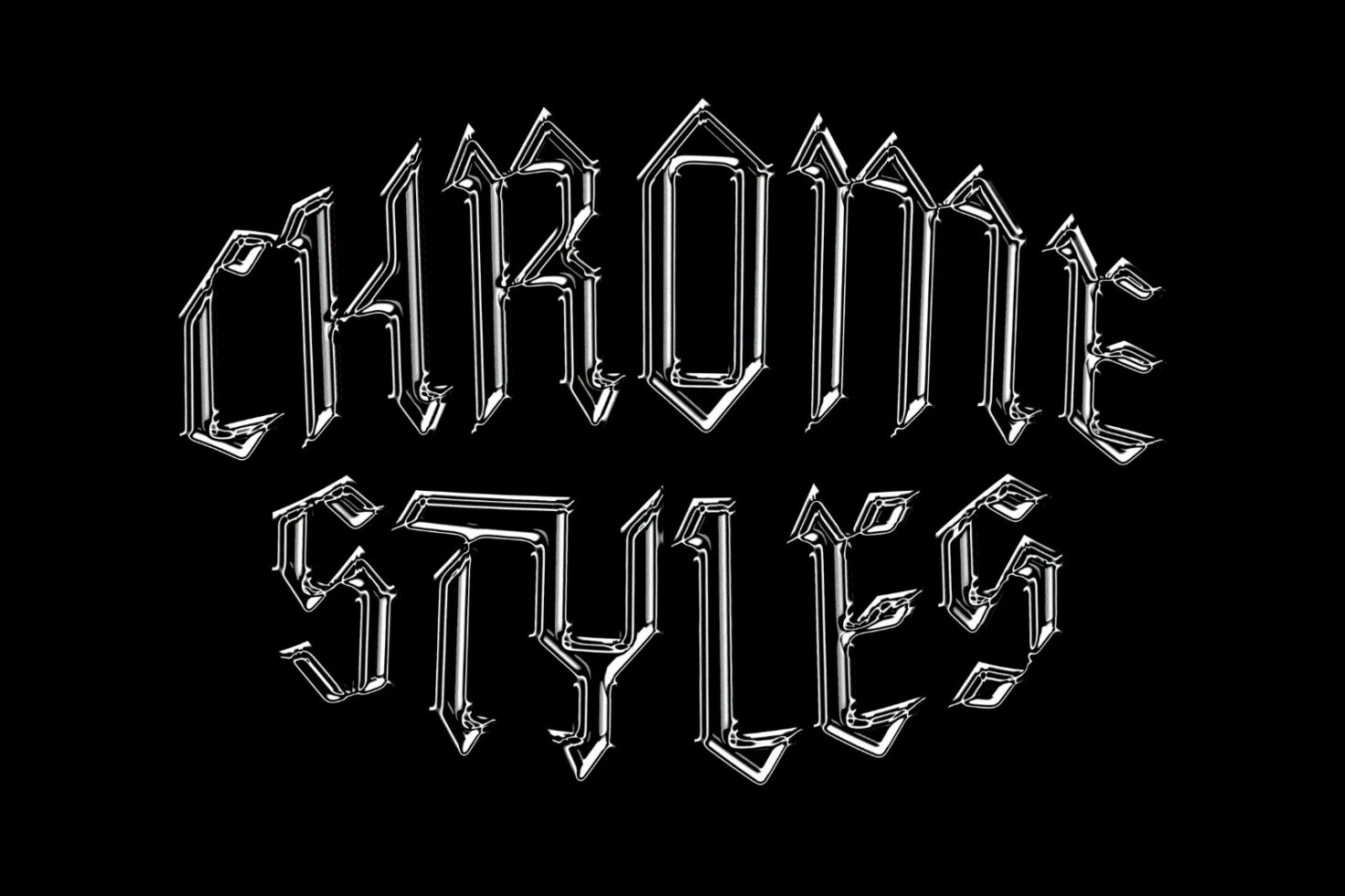 Chrome styles typography with metallic effect on black background perfect for designers fonts templates graphics digital assets SEO keywords