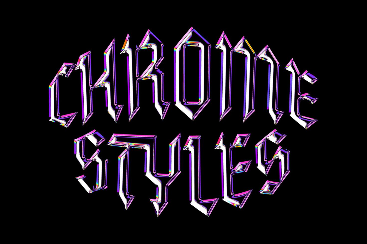 Digital chrome text effect reading Chrome Styles with retro futuristic design. Perfect for graphic design, typography, and digital art projects.