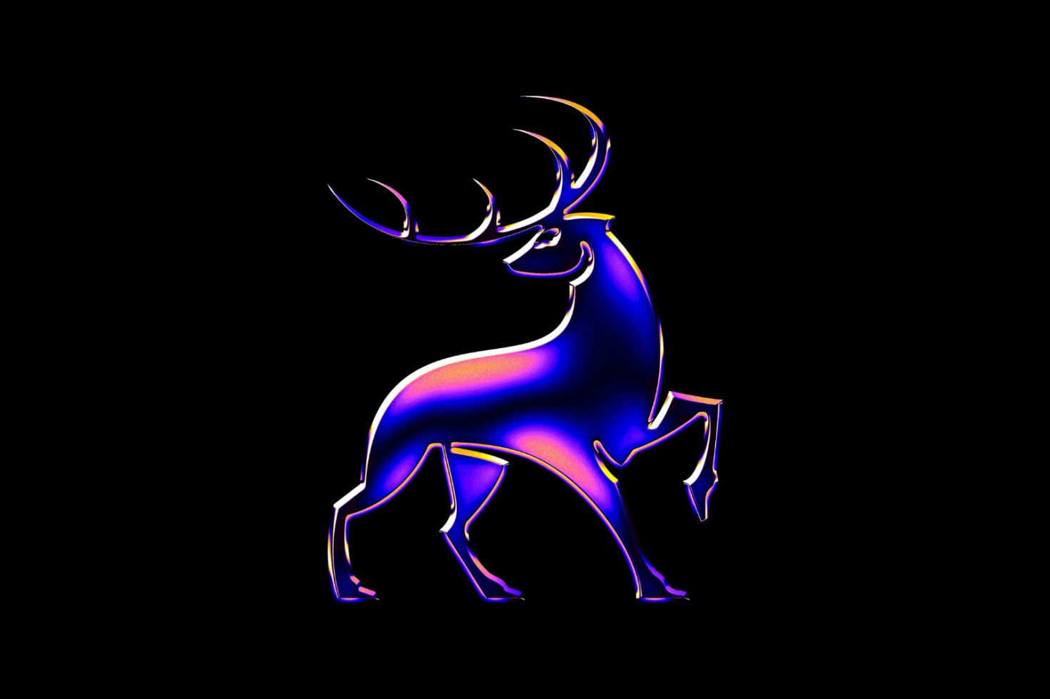 Neon gradient deer illustration against black background perfect for graphic design projects digital assets and creative templates for designers.