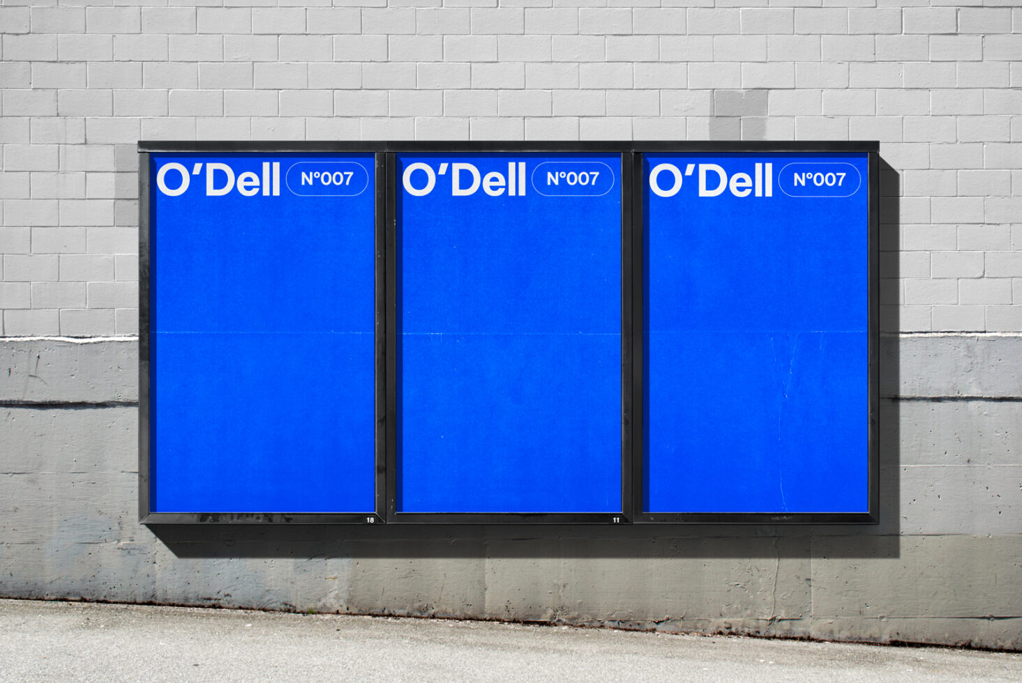 Blue urban billboard mockup on a brick wall perfect for graphic design presentations street advertising realistic display template for designers