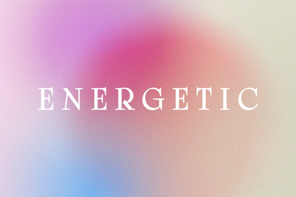 Energetic text on vibrant gradient background with pink blue tones ideal for graphic design posters typography templates creative projects digital assets