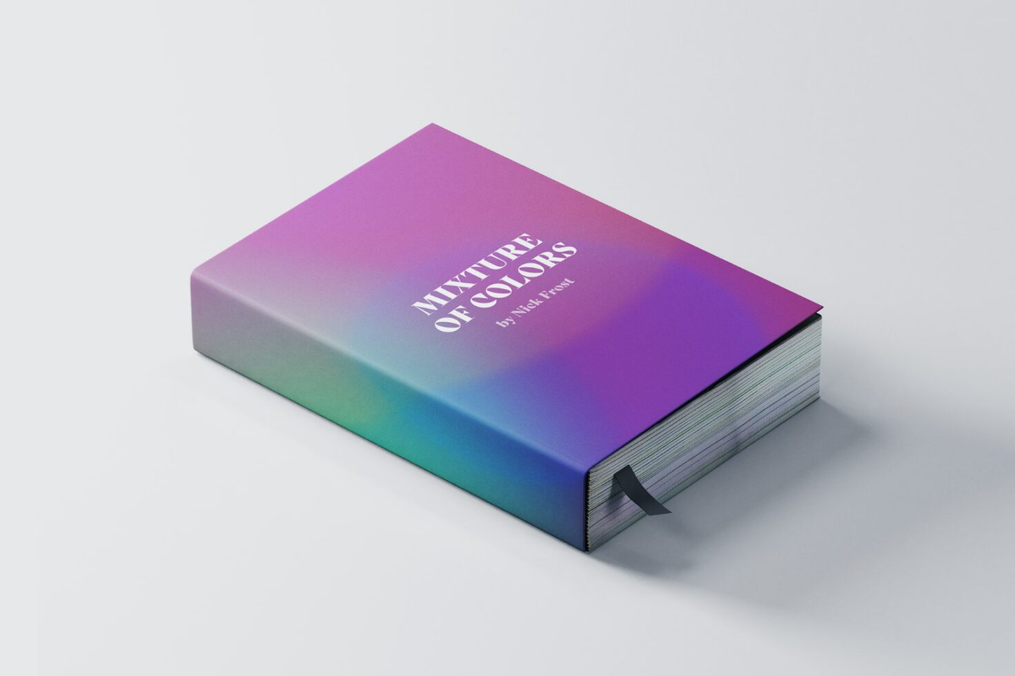 3D book cover mockup with colorful gradient design. Ideal for showcasing graphic designs, templates, or print layouts. Perfect for designers.