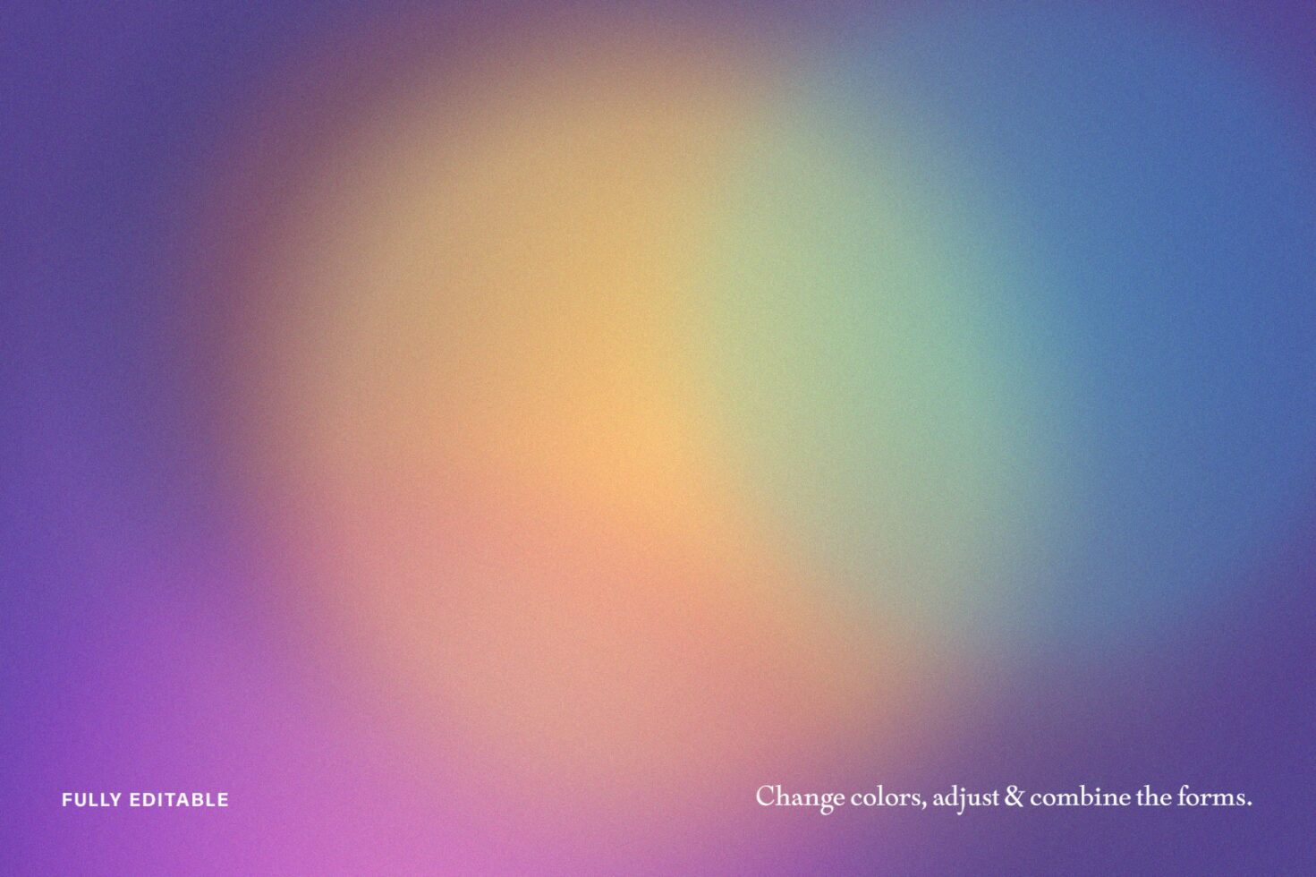 Abstract gradient background in purple, orange, and blue hues. Perfect for graphic design templates and digital assets. Fully editable for designers.