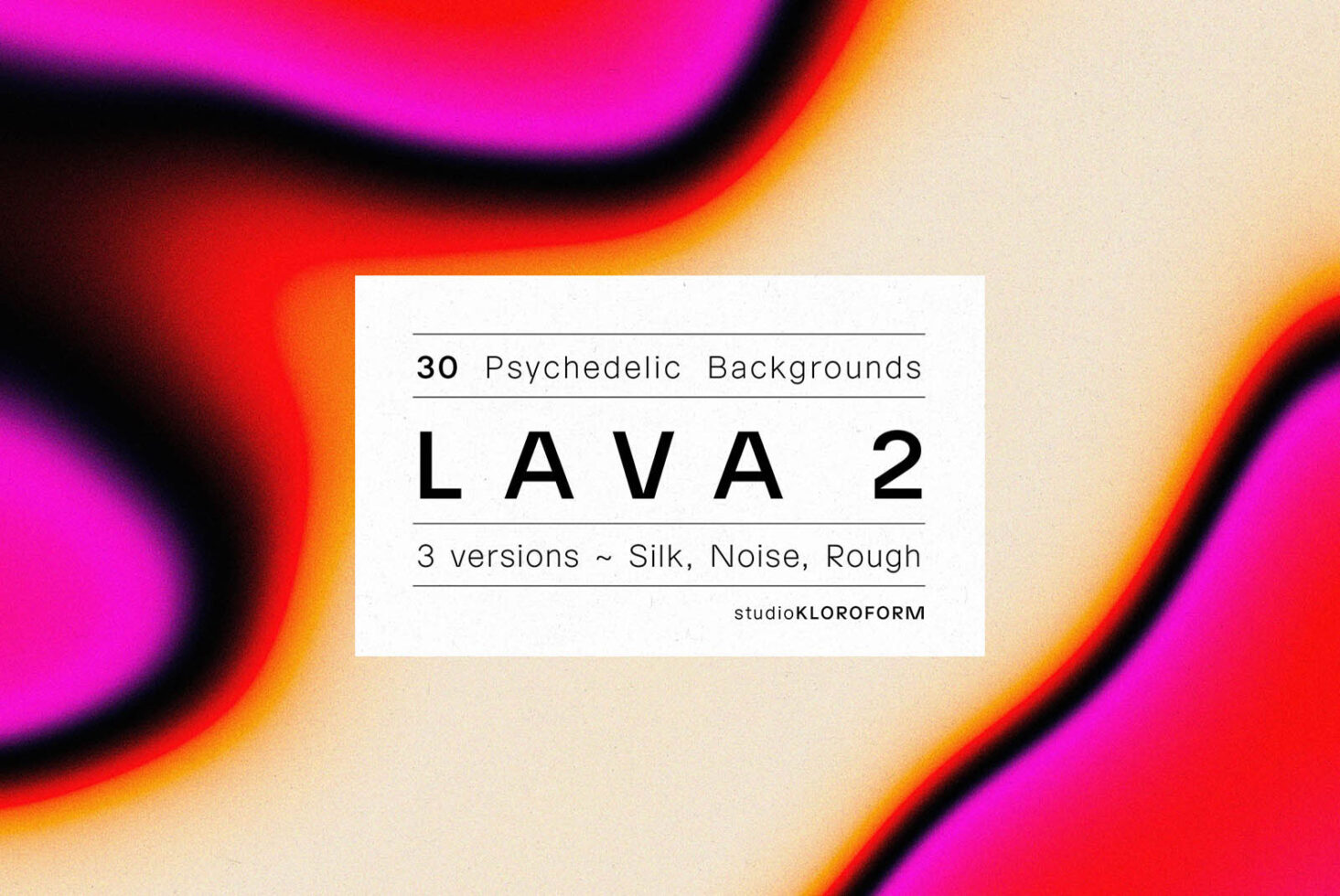 Lava 2 package featuring 30 psychedelic backgrounds in vibrant pink and purple with silk noise rough textures ideal for graphic templates and mockups.