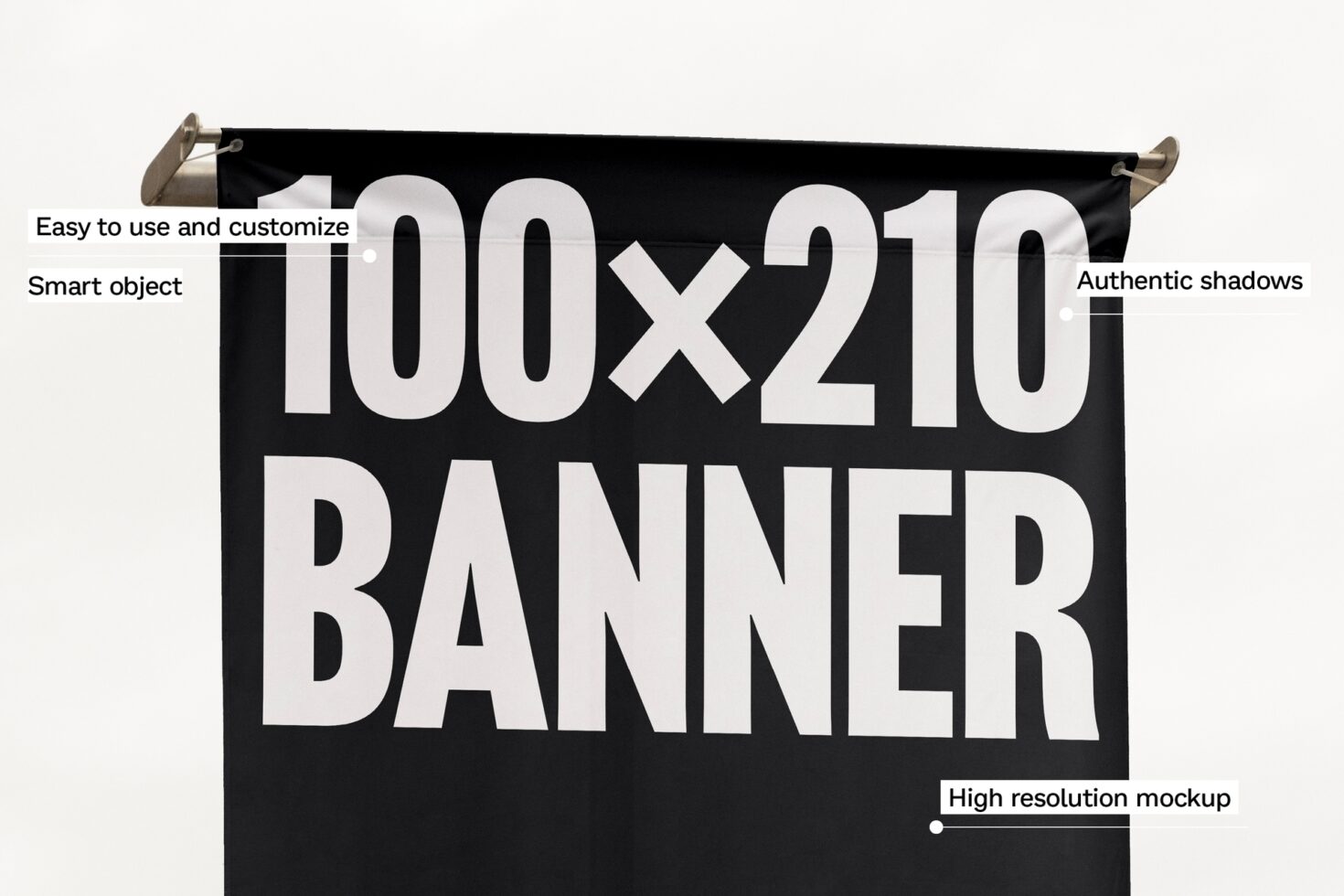 Banner mockup design featuring a high-resolution black fabric with customizable smart object. Ideal for graphic designers seeking realistic presentation.