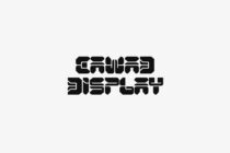 Bold geometric sans serif font sample on light neutral background