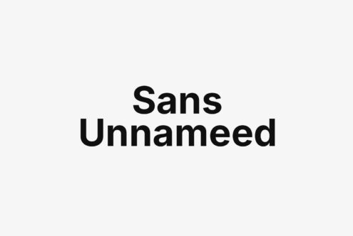 Modern sans-serif font presented on a light gray background reads Sans Unnamed ideal for design projects branding and typography templates.