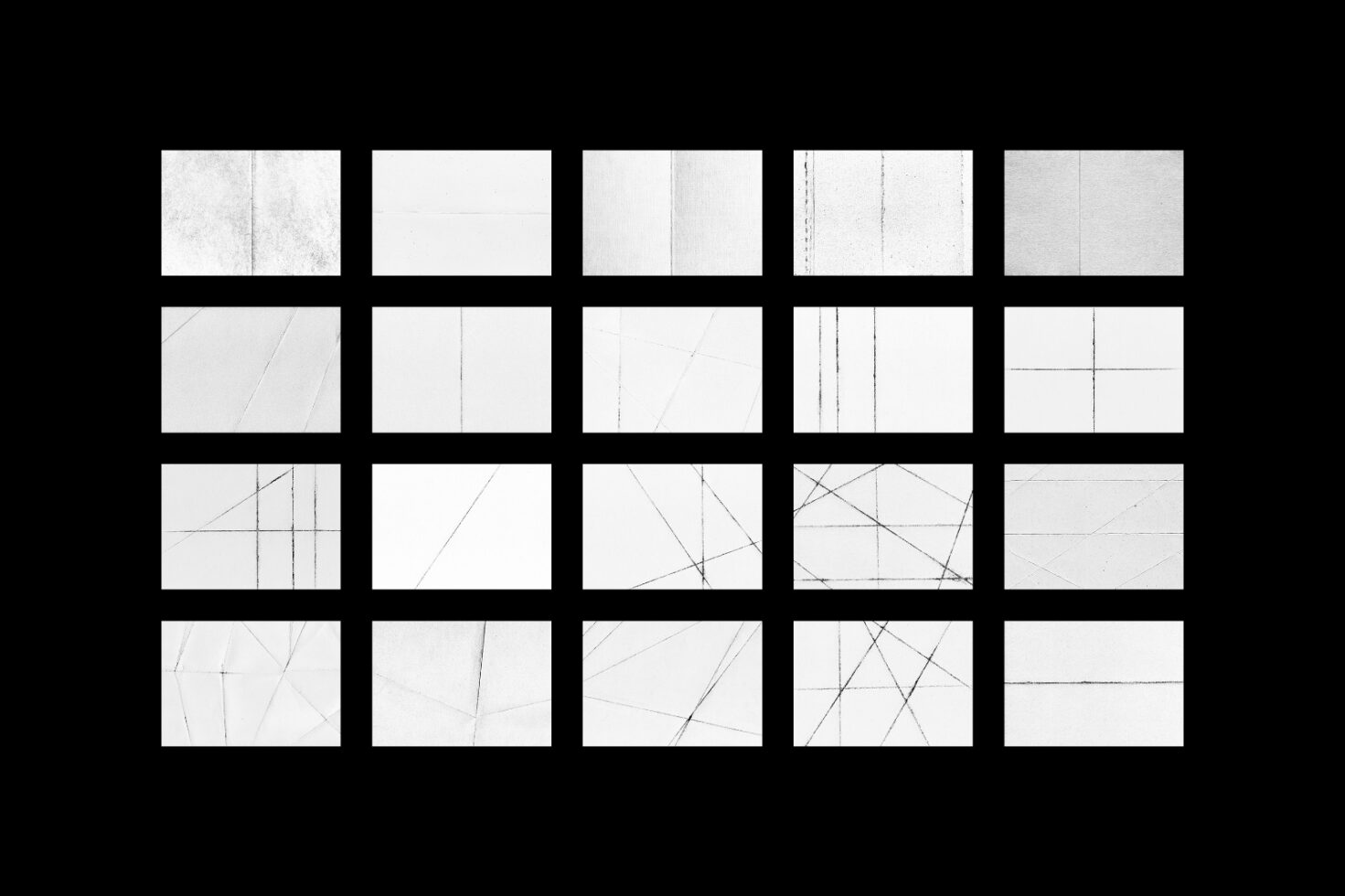 Grid of 16 minimalist line textures on black background ideal for graphic design graphic templates texture mockups digital art backgrounds designers