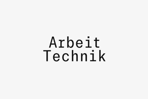 Minimalist typography design displaying the words Arbeit Technik in a modern sans-serif font on a plain background. Suitable for font showcases.