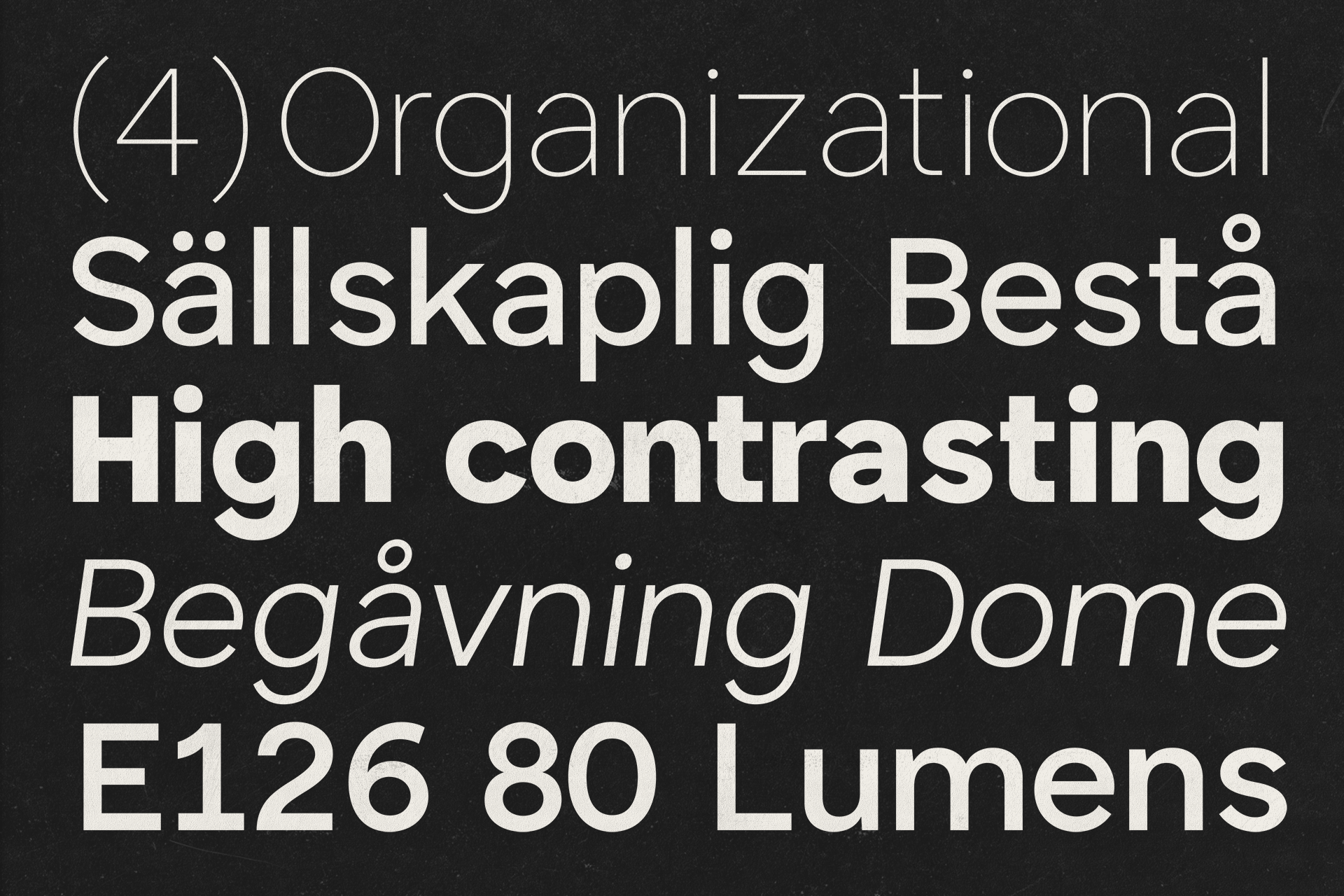 High-contrast modern sans-serif font design sample showcasing various weights. Perfect for digital design projects. Keywords: fonts, typography, graphics.