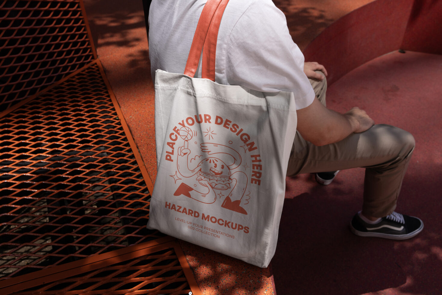 Tote bag mockup featuring customizable print design. Ideal for showcasing graphic designs. Perfect for use in creative presentations and branding projects.