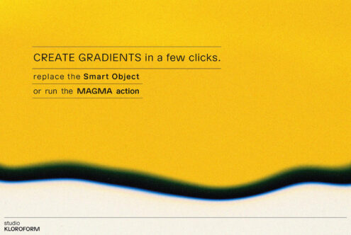 Gradient design template in yellow with text Create Gradients in a few clicks Replace the Smart Object or run the MAGMA action for graphic designers.