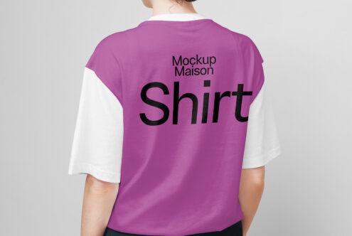 Vibrant t-shirt mockup showcasing a pink and white design with bold typography. Ideal for fashion mockups. Perfect for designers in need of apparel graphics.