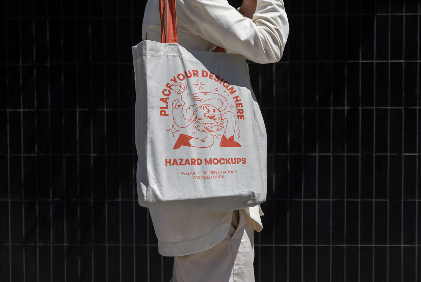 Tote bag mockup featuring editable design for designers showcasing trendy graphics on a neutral background. Perfect for branding and marketing projects.