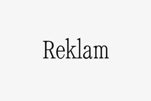 Elegant serif font displaying the word Reklam on a light background suitable for graphic design projects and branding typography.