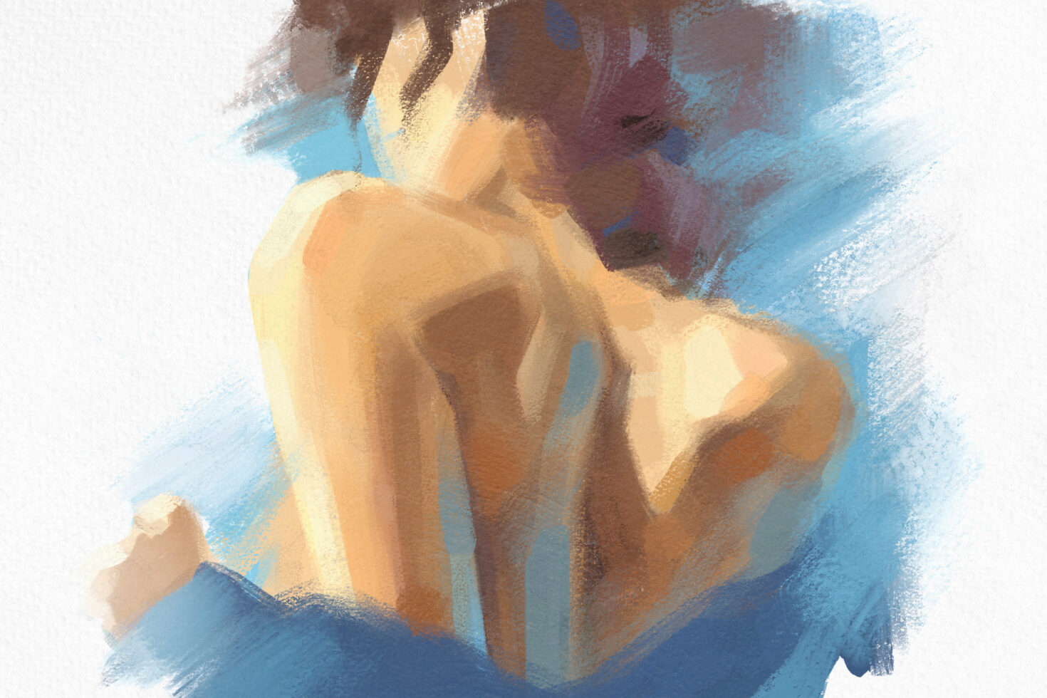 Abstract painting of a nude figure in blue hues textured brushstrokes suitable for graphic designers digital art resources creative assets visual elements