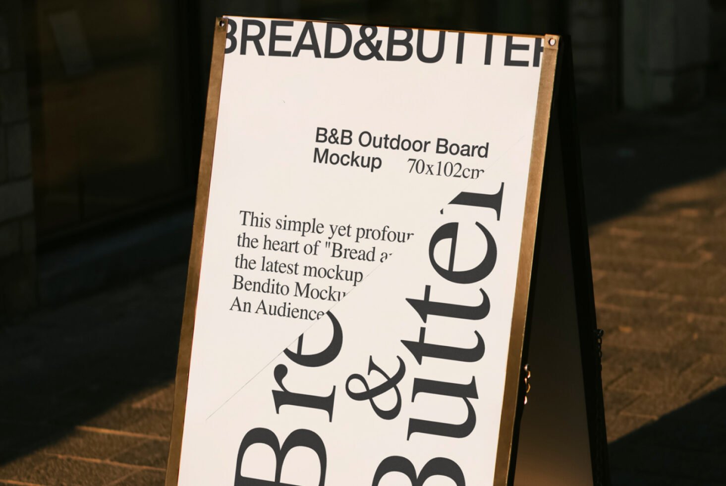Outdoor board mockup with bold typography design for branding. Perfect for showcasing ad designs and templates in realistic street settings.
