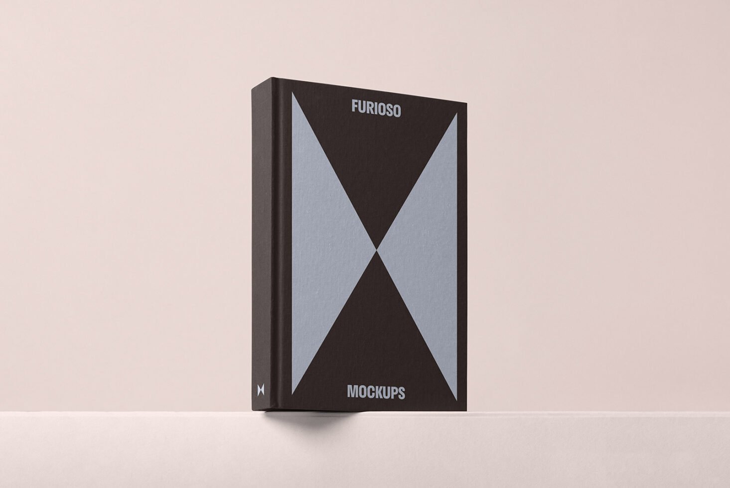 Hardcover book mockup with geometric design on a neutral background for designers. Ideal for showcasing book cover designs and branding projects.