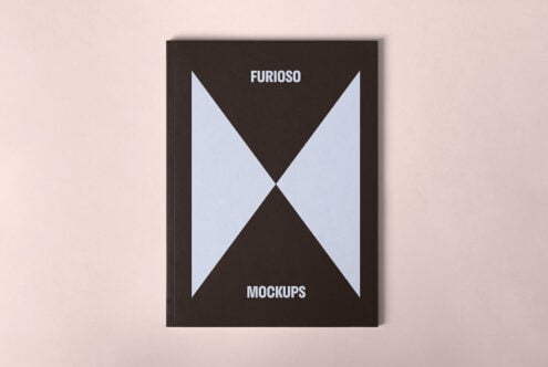 Minimalist book cover mockup. Black and light blue geometric design. Perfect for showcasing designs. Essential digital asset for designers.