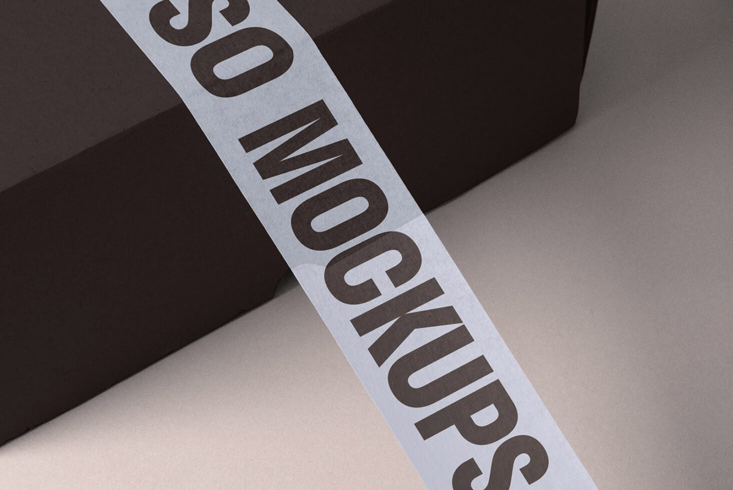 Mockup featuring a black box with a diagonal strip labeled mockups ideal for showcasing packaging design concepts for designers seeking presentation tools