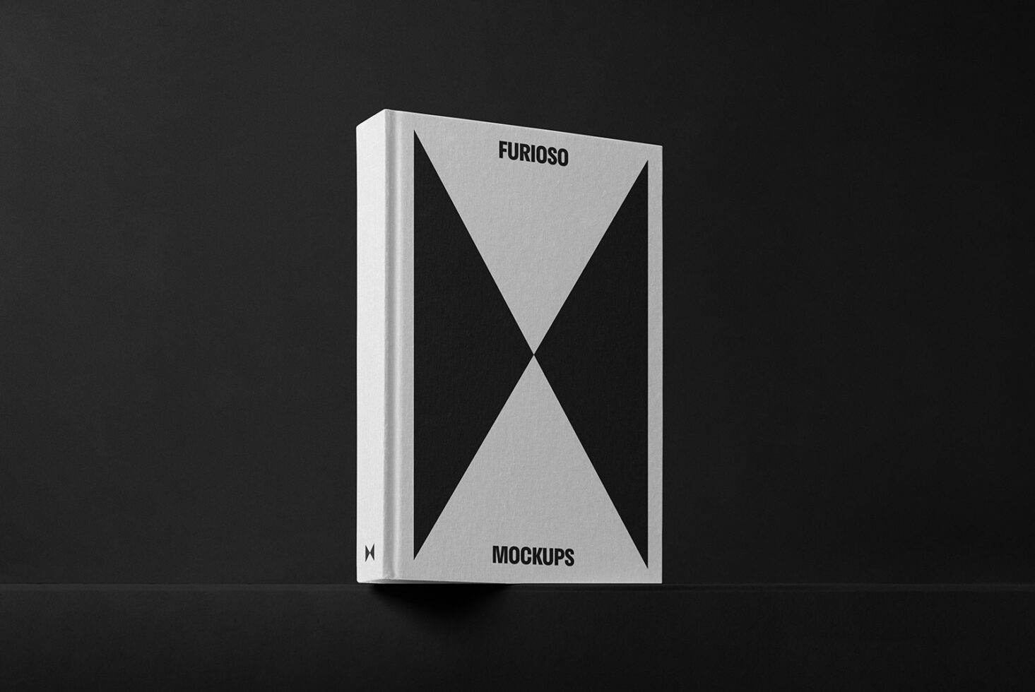 Minimalist book cover mockup on black background showcasing sleek geometric design. Ideal for digital assets, graphic designers, modern templates, branding.