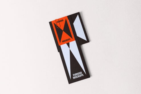 Geometric business card mockup with bold orange accents and minimalist design. Ideal for branding, stationery, and print design. Templates for designers.