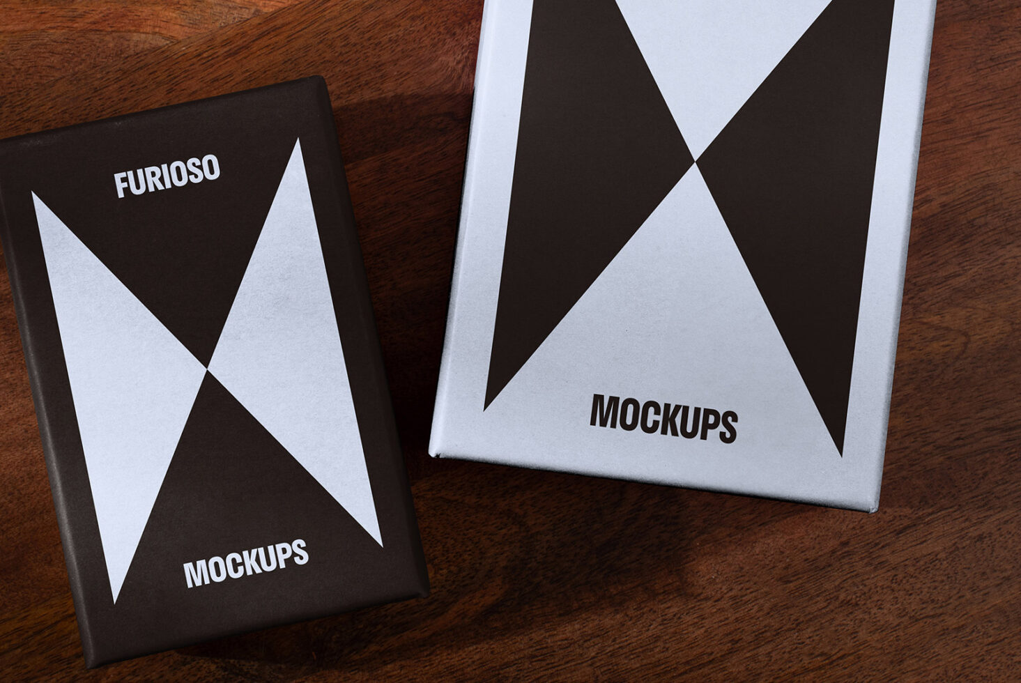 Mockup packaging with geometric design on wooden surface ideal for designers searching realistic branding presentation templates in high quality.