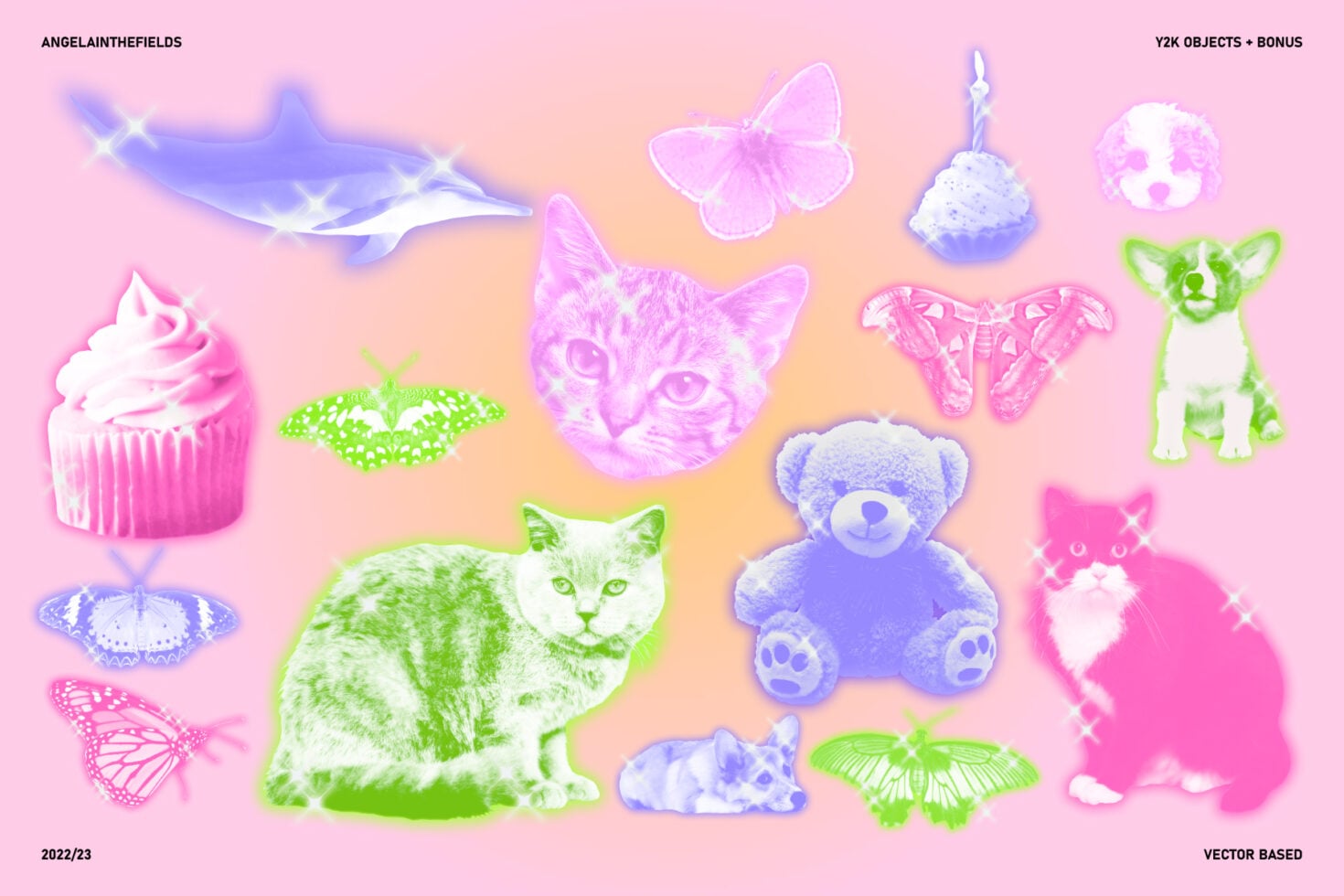 400+ Y2K Elements + Bonus, Vector Graphic | Supply.Family