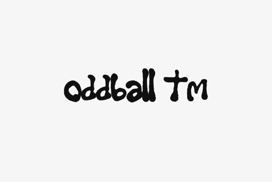 Oddball TM playful hand-drawn typeface in black on white background