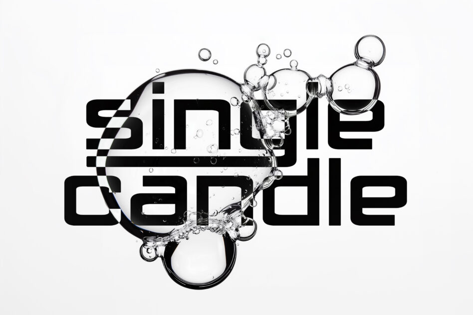 Single fade text with liquid water bubble overlay effect, clean typography mockup