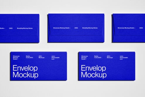 Blue envelope mockup design featuring branding elements suitable for digital assets marketplace. Ideal for designers seeking high-quality mockups.