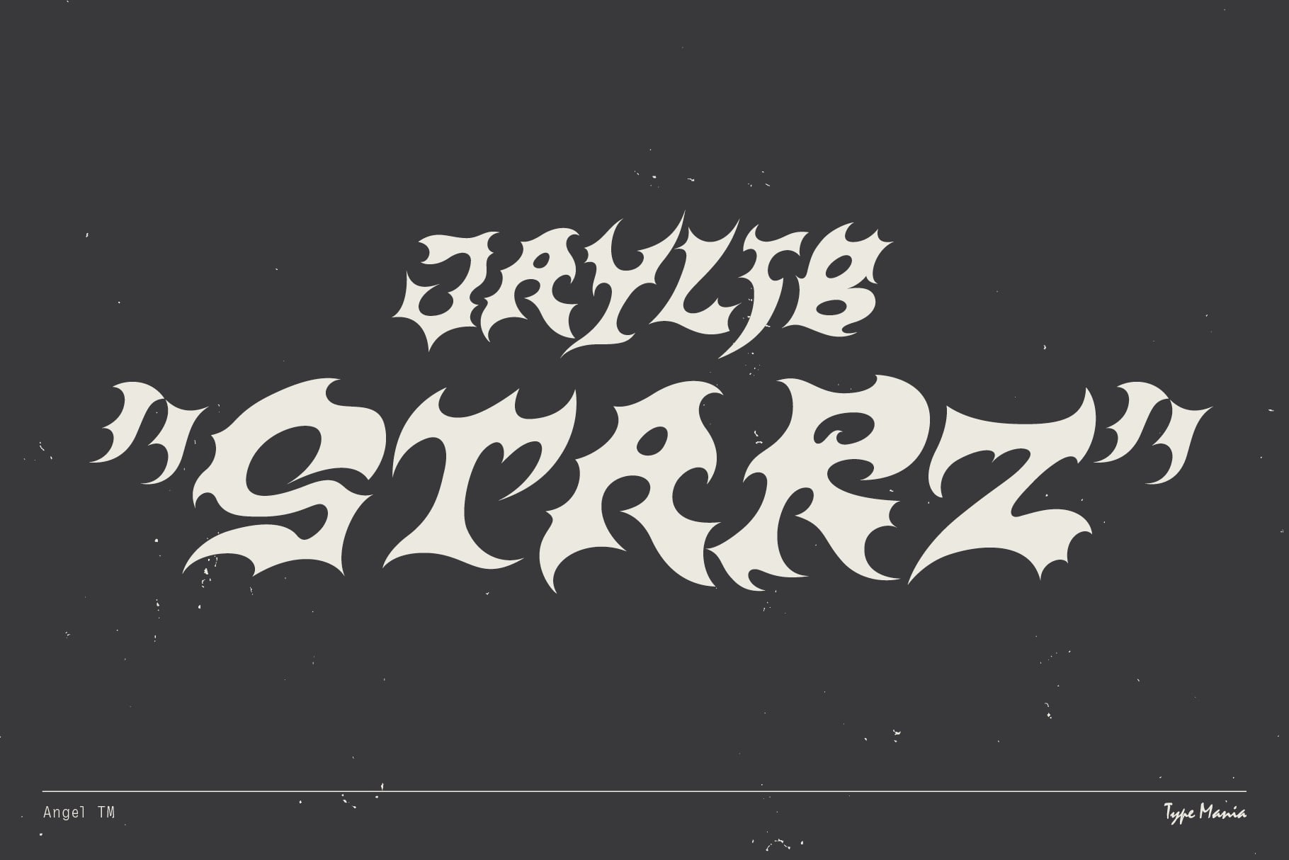 Cream colored numbers with spiky serifs on dark gray background, grunge texture