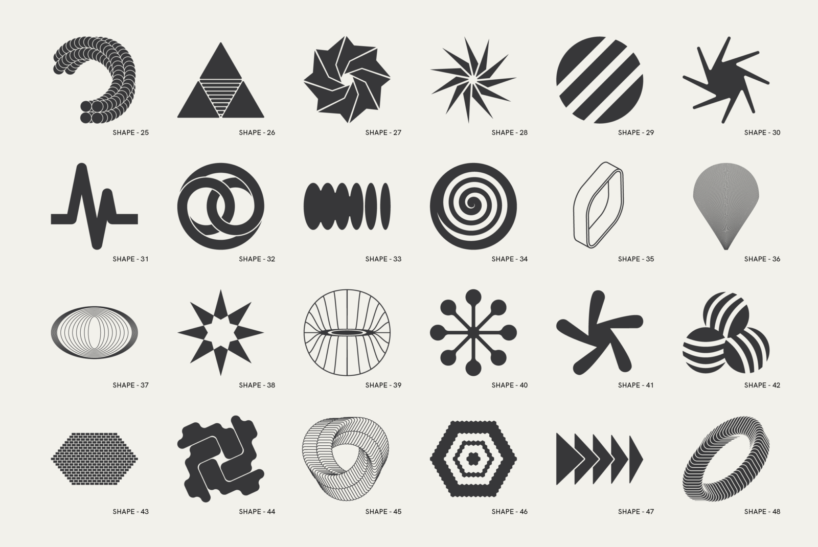 Abstract Math Shapes 120 Abstract Geometric Shapes. Part 1, Vector Graphic | Supply.Family