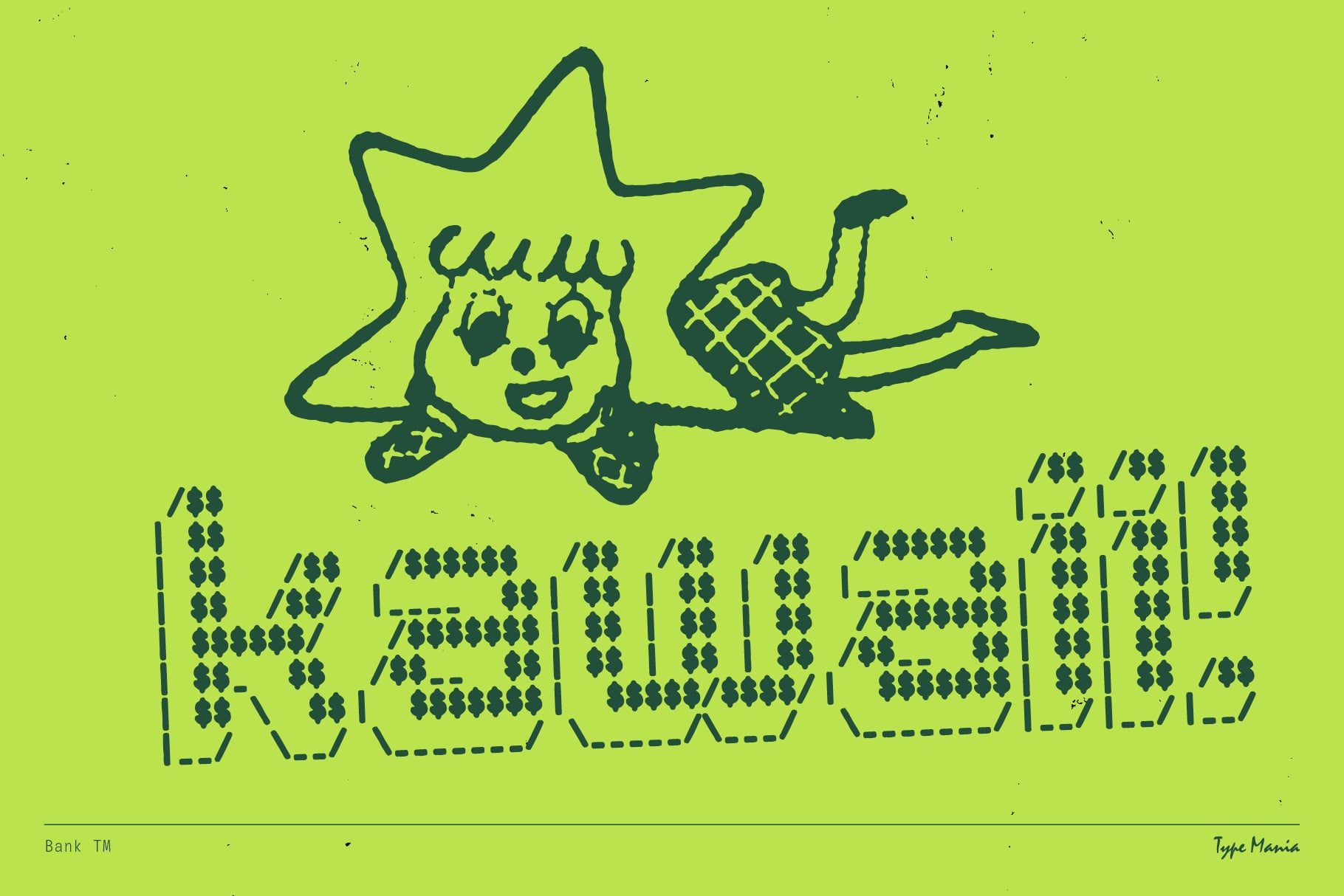 Chunky outlined character waving next to pixelated 'keep learning' text