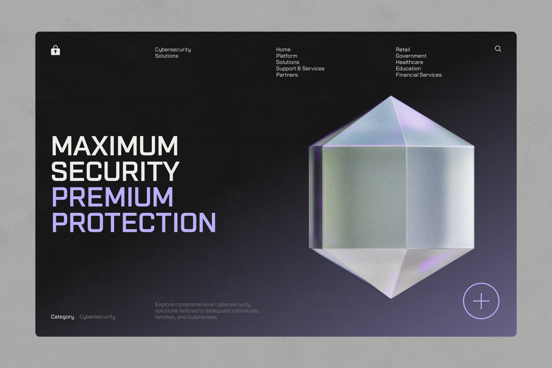 Cybersecurity template design with prism graphic showcasing maximum security premium protection. Ideal for digital assets, mockups, and designer resources.