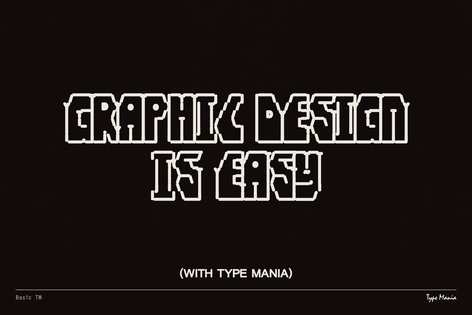 White outlined retro text graphics design is easy on black background
