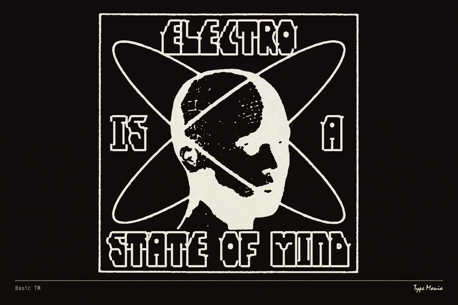 High contrast square graphic showing skull with wings labeled Electro is State of Mind